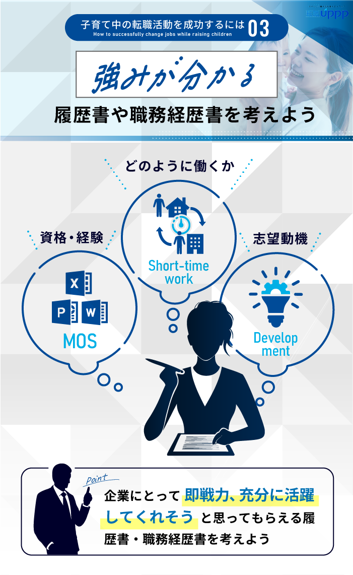 子育て中の転職活動を成功するには３：強みが分かる履歴書や職務経歴書を考えよう