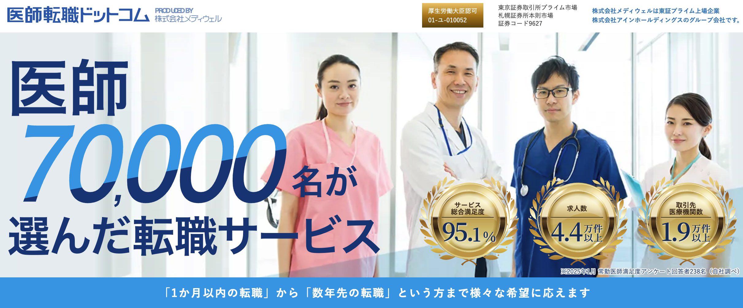 医師転職ドットコムのトップページ