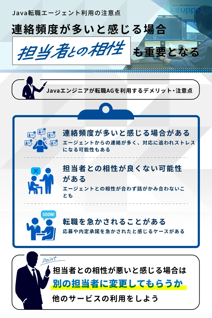 Javaエンジニアが転職エージェントを利用するデメリット・注意点